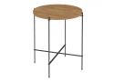 Beacon Round Side Table with Wooden Top - Light Brown Color